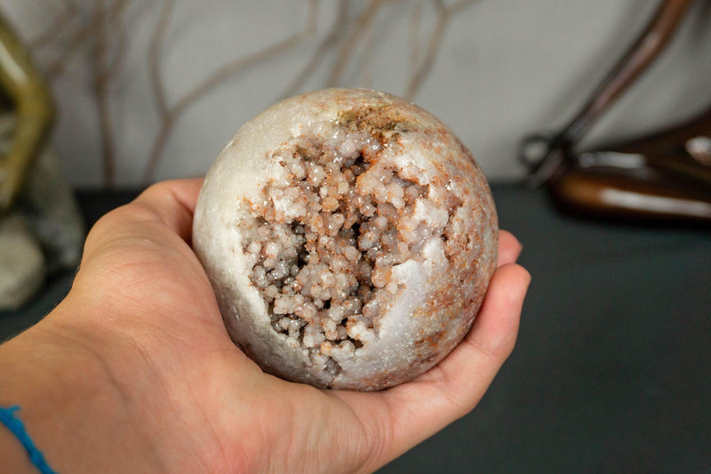 Pink Amethyst Sphere with Pink and Red Amethyst Druzy collective