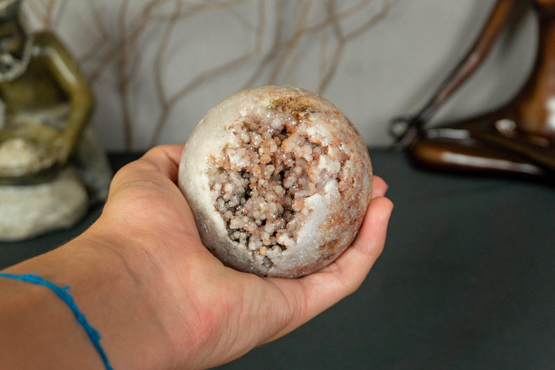 Pink Amethyst Sphere with Pink and Red Amethyst Druzy collective