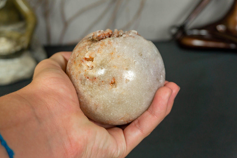 Pink Amethyst Sphere with Pink and Red Amethyst Druzy collective