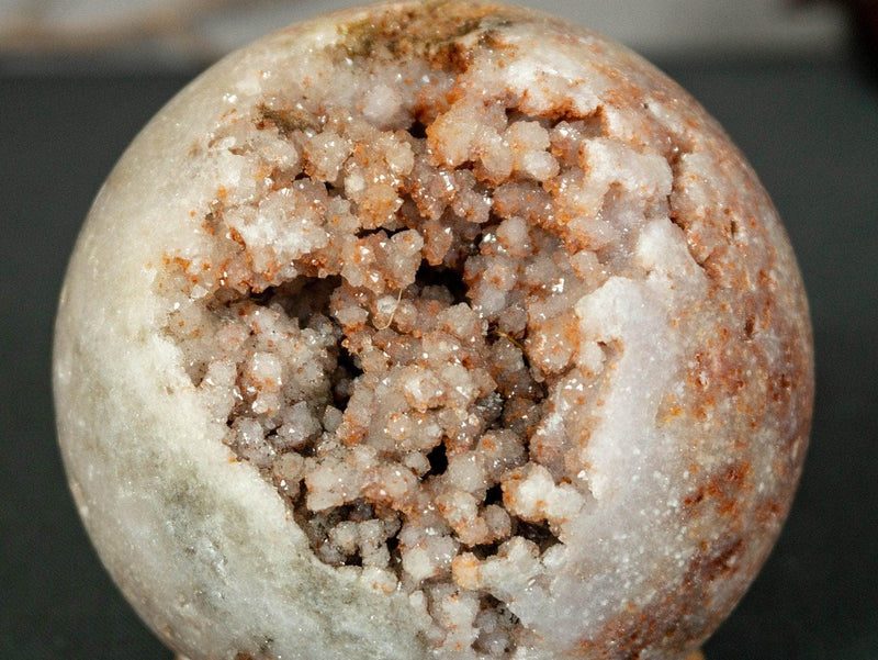 Pink Amethyst Sphere with Pink and Red Amethyst Druzy collective