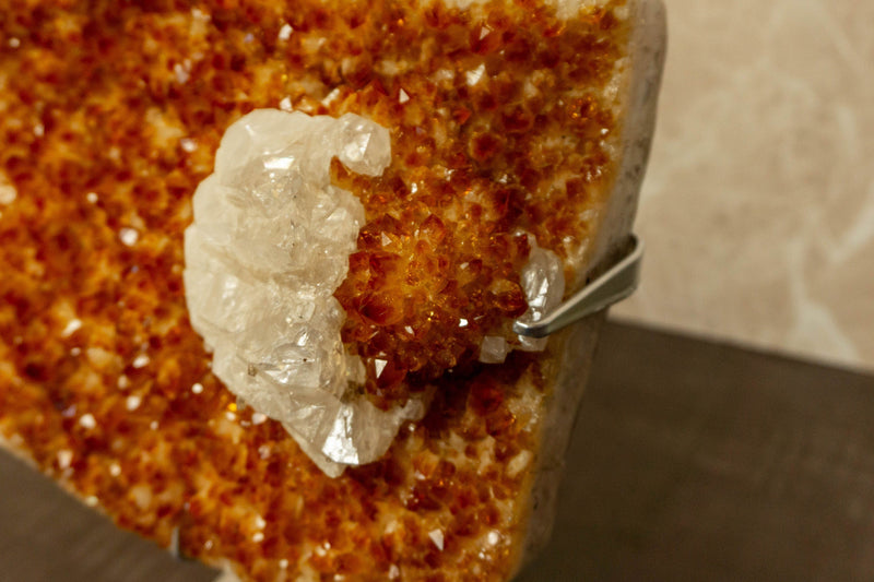 Orange Citrine Geode Cluster with Calcite collective