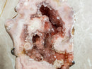 Aaa Pink Amethyst Geode Slab on Stand with Pink Amethyst Druzy collective