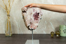 Aaa Pink Amethyst Geode Slab on Stand with Pink Amethyst Druzy collective