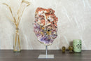 Rare Multicolored Pink Amethyst Geode Slab on Stand collective