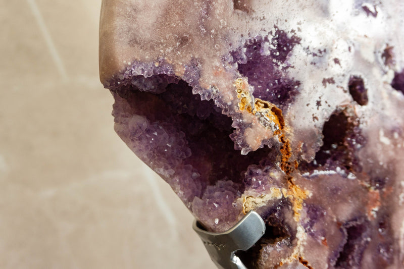Rare Pink Amethyst Geode on Rotating Stand, Large Brazilian Rose Amethyst collective