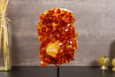 Deep Orange Citrine Geode Cluster with Calcite on Stand collective