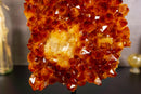 Deep Orange Citrine Geode Cluster with Calcite on Stand collective