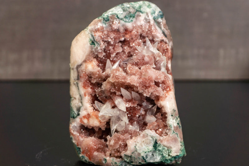Small Rare Pink Amethyst Geode with Pink Amethyst Druzy and Crystal Calcite collective