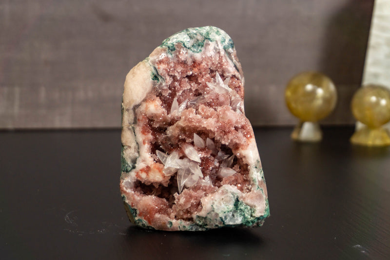 Small Rare Pink Amethyst Geode with Pink Amethyst Druzy and Crystal Calcite collective