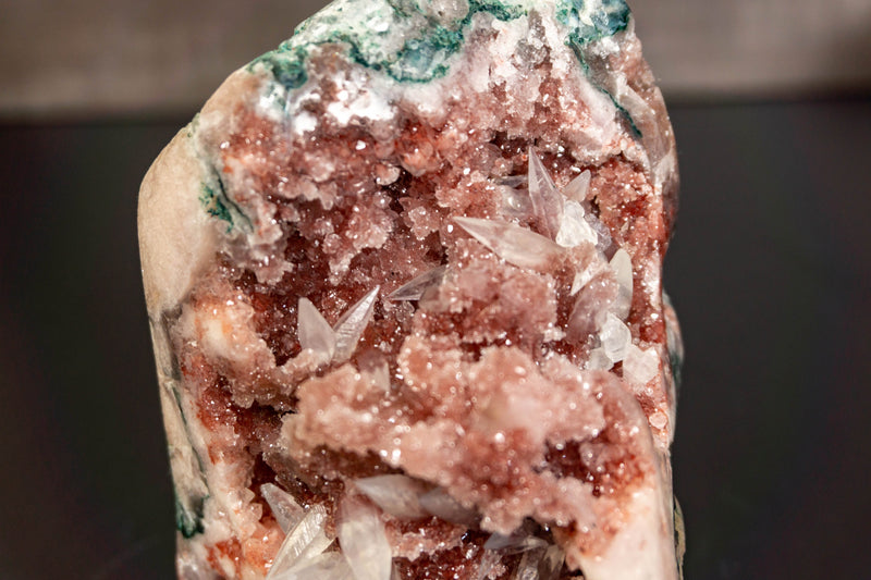 Small Rare Pink Amethyst Geode with Pink Amethyst Druzy and Crystal Calcite collective