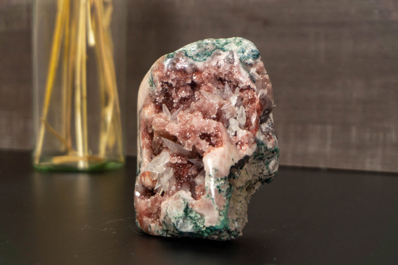 Small Rare Pink Amethyst Geode with Pink Amethyst Druzy and Crystal Calcite collective