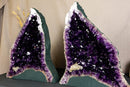 Pair of Aaa Amethyst Cathedral Geodes with Golden Goetite collective