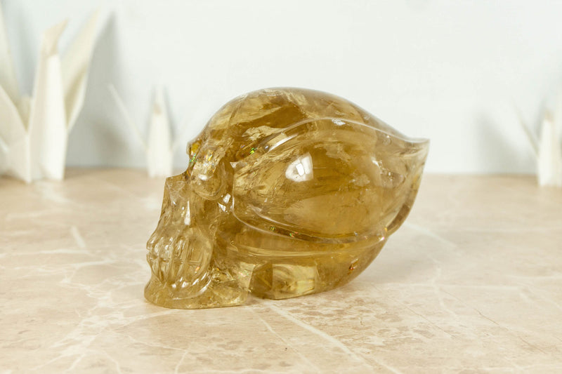 Natural and Genuine Citrine Skull, Hand Carved Golden Citrine collective