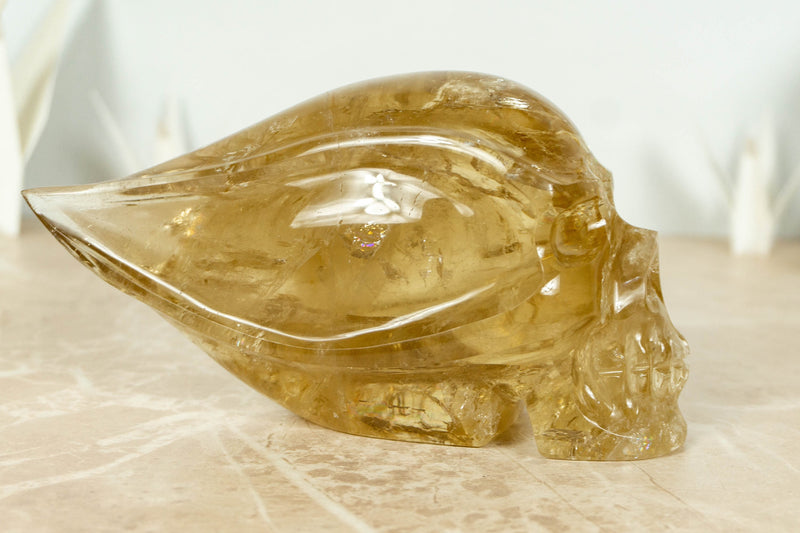 Natural and Genuine Citrine Skull, Hand Carved Golden Citrine collective