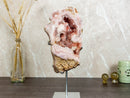 Aaa Pink Amethyst Geode Slab on Stand with Pink Amethyst Druzy collective