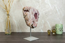 Aaa Pink Amethyst Geode Slab on Stand with Pink Amethyst Druzy collective