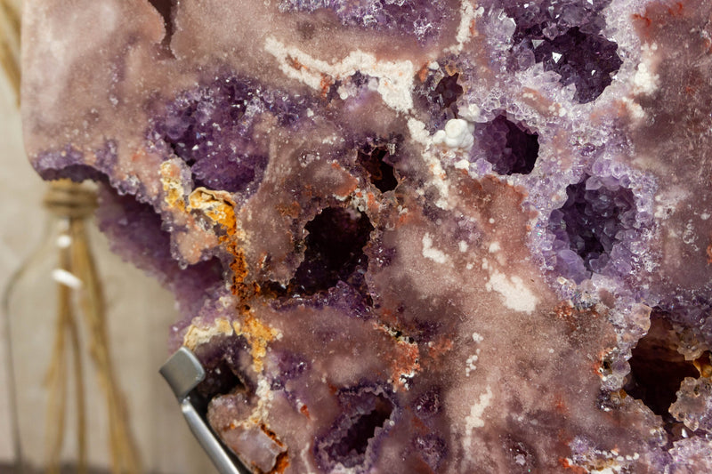 Rare Pink Amethyst Geode on Rotating Stand, Large Brazilian Rose Amethyst collective