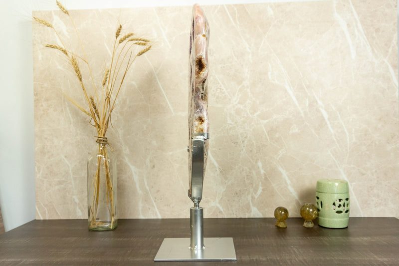 Rare Pink Amethyst Geode on Rotating Stand, Large Brazilian Rose Amethyst collective