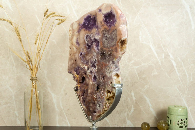 Rare Pink Amethyst Geode on Rotating Stand, Large Brazilian Rose Amethyst collective