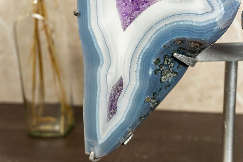 Blue Lace Agate Butterfly Wings Geode with Amethyst Druzy i_did