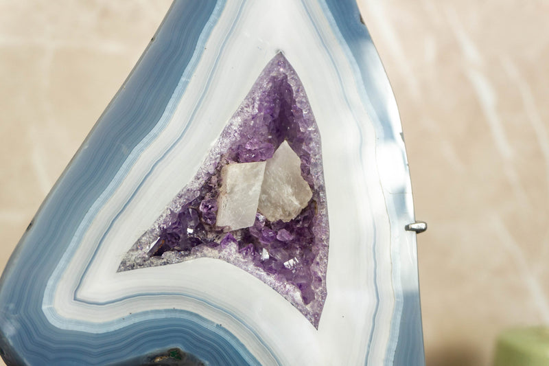 Blue Lace Agate Butterfly Wings Geode with Amethyst Druzy i_did