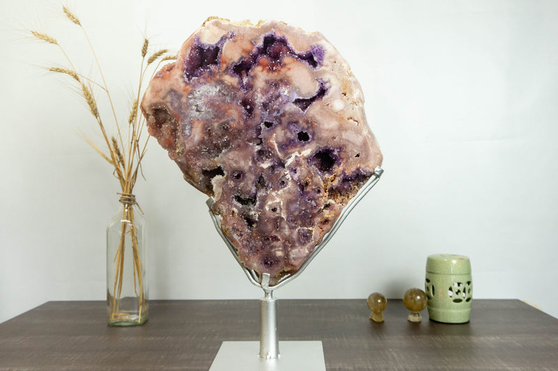 Rare Pink Amethyst Geode on Rotating Stand, X-Large Brazilian Rose Amethyst collective