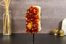Deep Orange Citrine Geode Cluster with Calcite on Stand collective