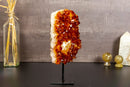 Deep Orange Citrine Geode Cluster with Calcite on Stand collective