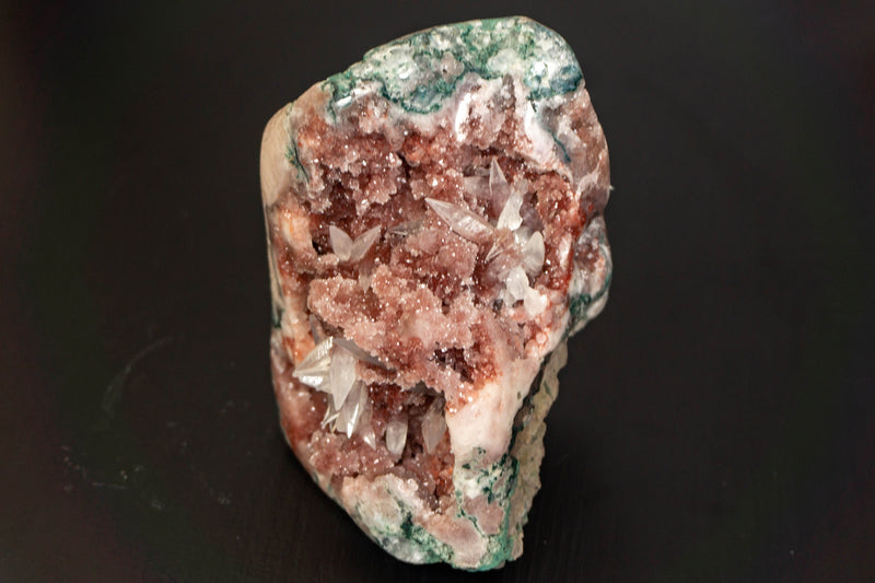 Small Rare Pink Amethyst Geode with Pink Amethyst Druzy and Crystal Calcite collective