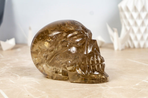Genuine Citrine Crystal Skull, Natural Hand Carved Human Skull collective