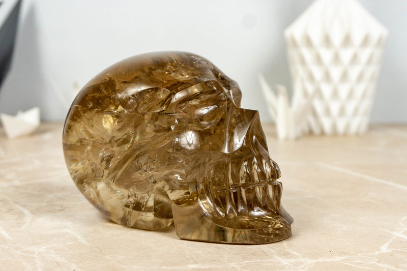 Genuine Citrine Crystal Skull, Natural Hand Carved Human Skull collective