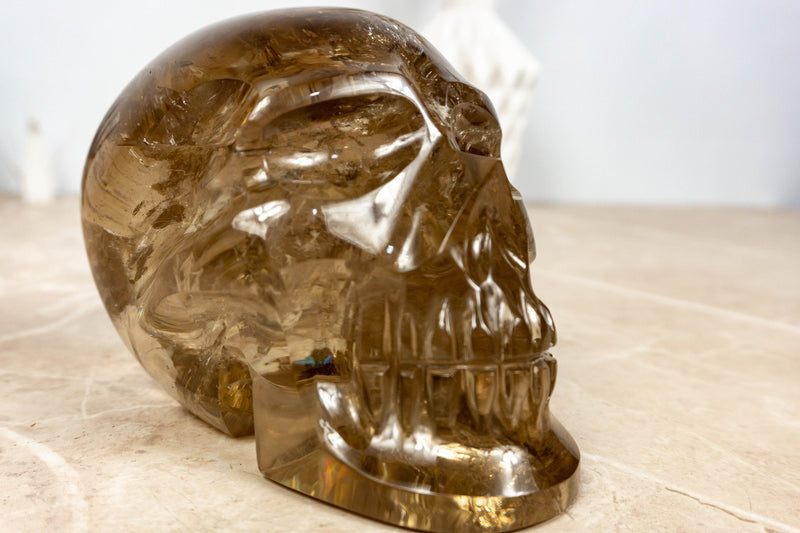 Genuine Citrine Crystal Skull, Natural Hand Carved Human Skull collective