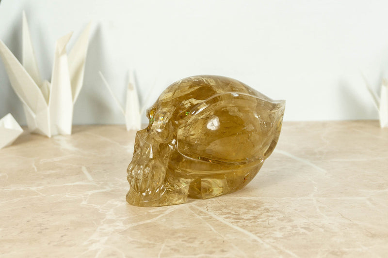 Natural and Genuine Citrine Skull, Hand Carved Golden Citrine collective