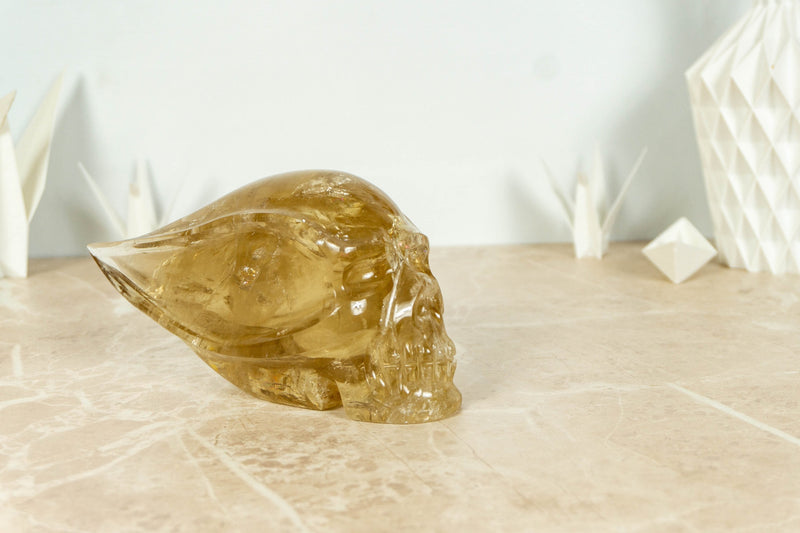 Natural and Genuine Citrine Skull, Hand Carved Golden Citrine collective