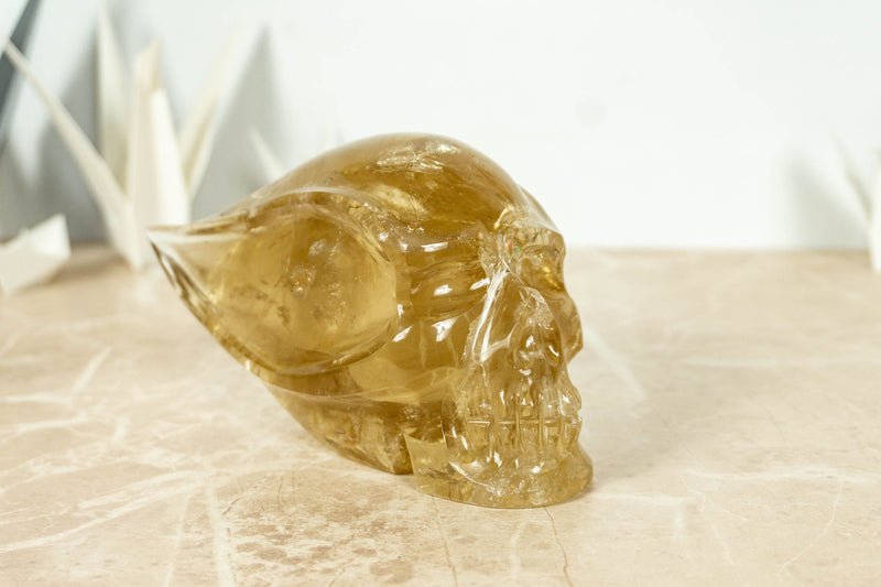 Natural and Genuine Citrine Skull, Hand Carved Golden Citrine collective