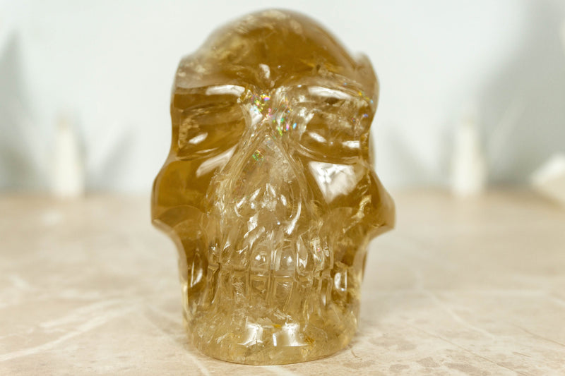 Natural and Genuine Citrine Skull, Hand Carved Golden Citrine collective