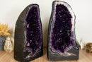 Pair of Rare Agate Amethyst Cathedral Geodes on Banded Agate, Museum Grade Aaa collective