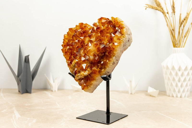 Citrine Heart of Super Extra Quality with Deep Orange Citrine Druzy