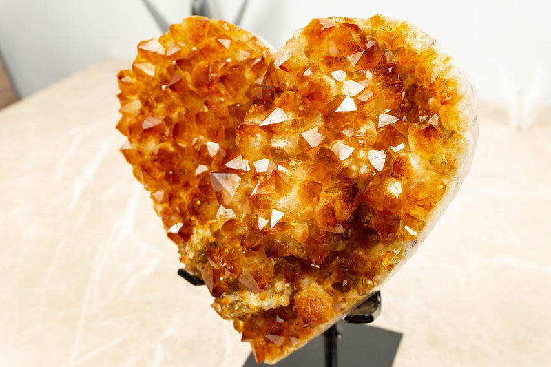 Citrine Heart of Super Extra Quality with Deep Orange Citrine Druzy