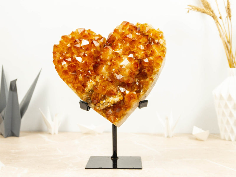 Citrine Heart of Super Extra Quality with Deep Orange Citrine Druzy