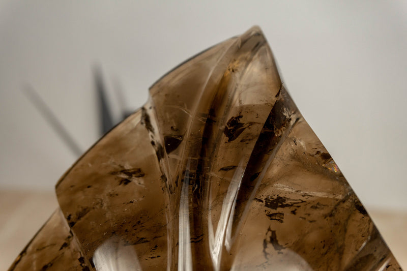 Hand Carved Crystal Leaf of Natural Smoky Quartz, Aaa Quality collective