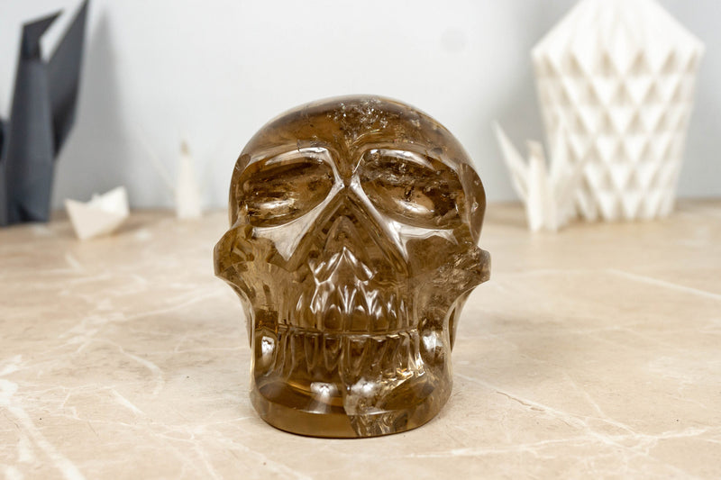 Genuine Citrine Crystal Skull, Natural Hand Carved Human Skull collective