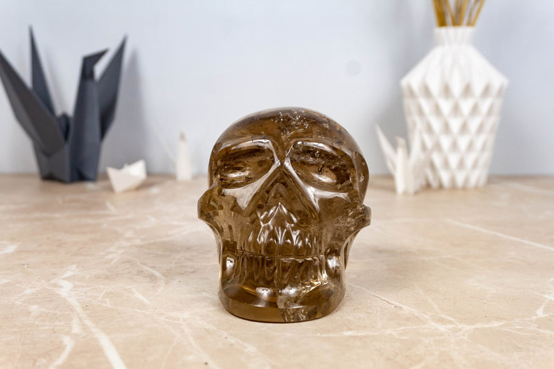 Genuine Citrine Crystal Skull, Natural Hand Carved Human Skull collective