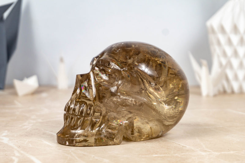 Genuine Citrine Crystal Skull, Natural Hand Carved Human Skull collective