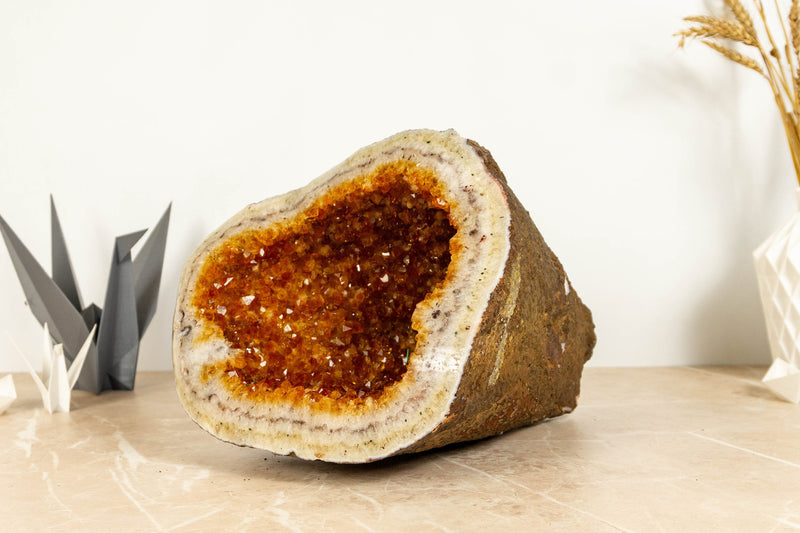 Citrine Geode Cave with Polished Border, Large collective