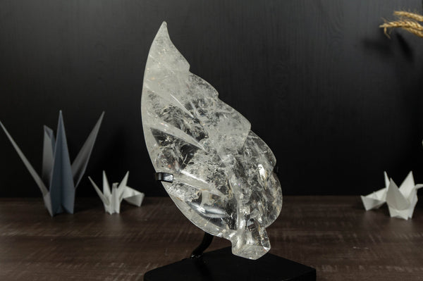 Genuine Diamantina Clear Quartz Leaf, Hand Carved Crystal collective