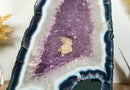 Tall 27 In Blue Lace Agate Geode Cathedral with Lavender Amethyst Druzy collective