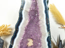 Tall 27 In Blue Lace Agate Geode Cathedral with Lavender Amethyst Druzy collective