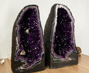 Pair of Rare Agate Amethyst Cathedral Geodes on Banded Agate, Museum Grade Aaa collective