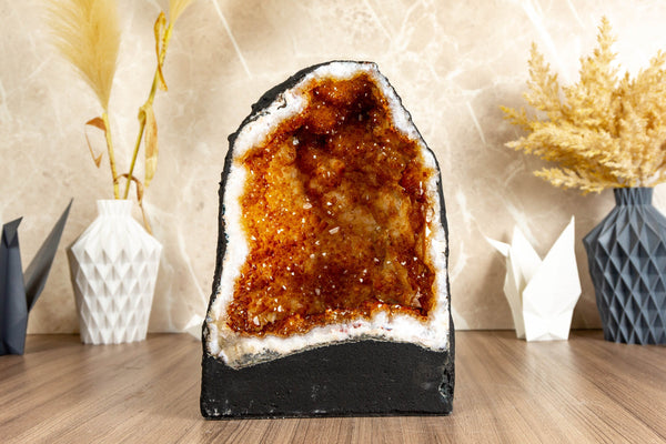 Citrine Geode with Deep Orange Citrine Druzy, collective